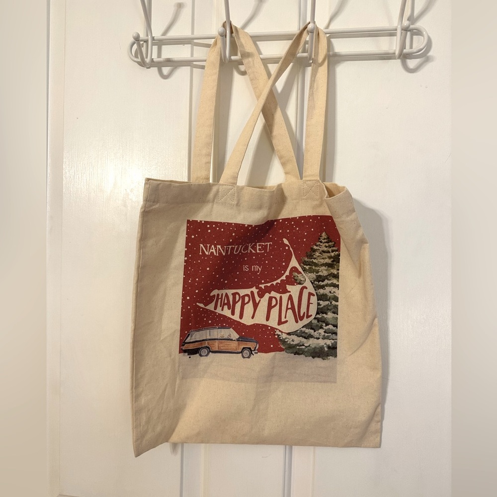 Nantucket is My Happy Place Canvas Tote Bag - New - Picture 1 of 6